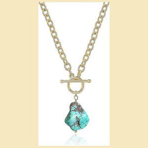 Aobei Pearl 18K Gold Moon Star Lion Evil Eye Green-blue Turquoise
